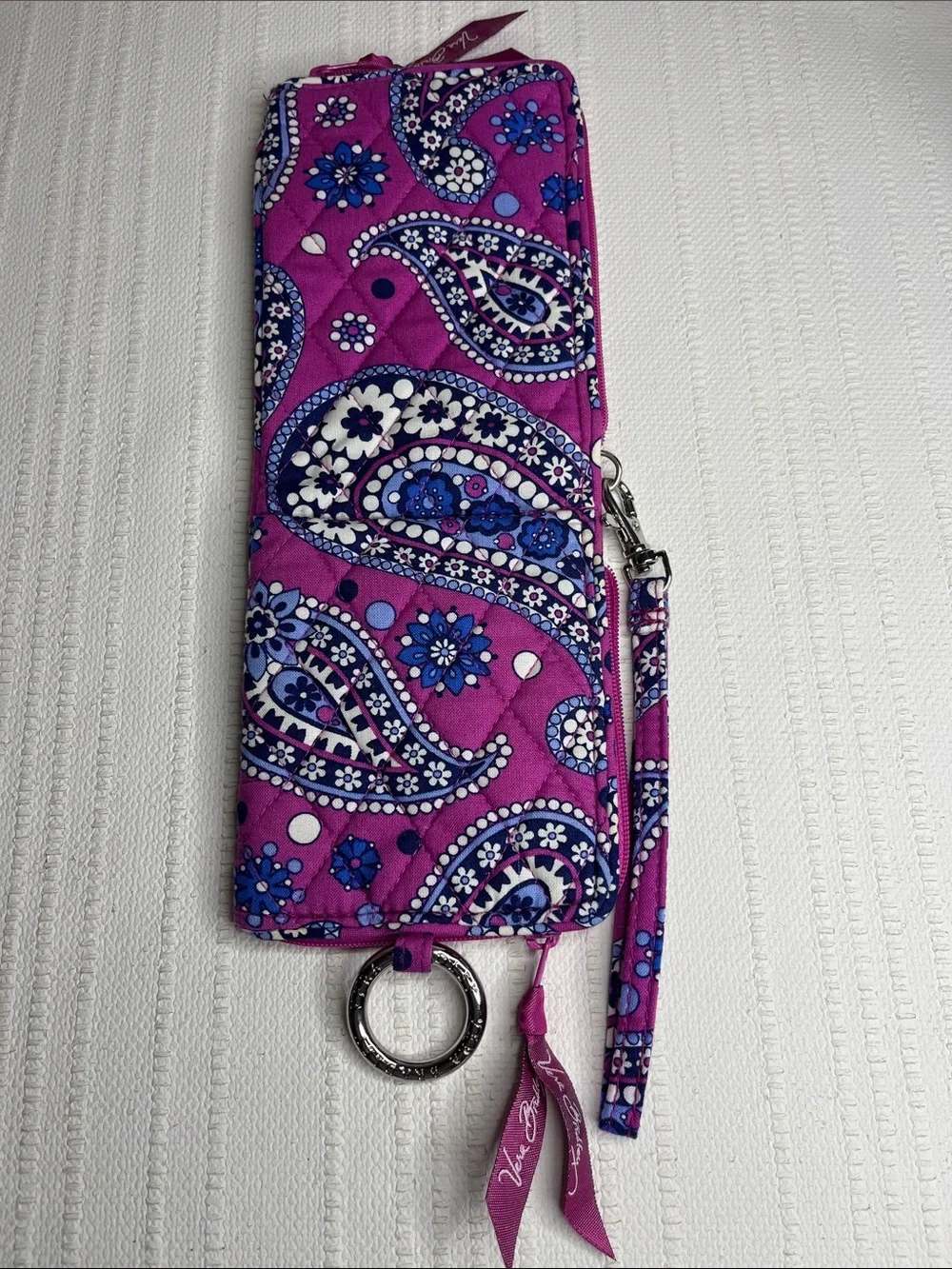 Vera Bradley Purple Paisley Quilted Wristlet Phone &double ID wallet Boysenberry